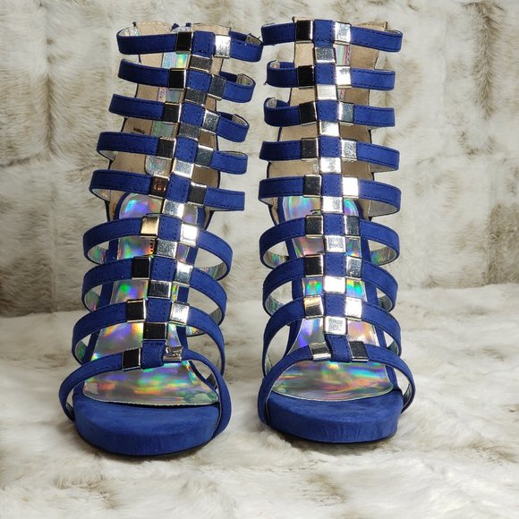 ☆ Luichiny Blue Strappy With Silver Metal Decor Sandals - Picture 4 of 10